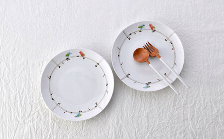 【波佐見焼】ことりの森 21cm プレート 2枚セット【まるしん】[WD42]