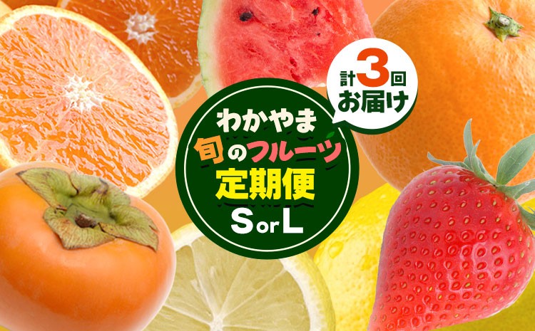 
                  わかやま旬の フルーツ 定期便 【全3回】 選べる 内容量 S L 有田マルシェ《発送月固定・全3回出荷》 和歌山県 日高町 苺 いちご 柑橘 オレンジ 小玉 スイカ レモン みかん 有田 みかん 柿 果物 定期 柑橘 果物【配送不可地域あり】
                
