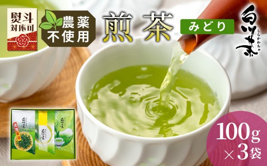 
                  農薬不使用！煎茶 ギフト NO.29 (みどり100g×3 計300g)  常磐園 みどり 日本茶 美濃白川茶 緑茶 煎茶 茶葉 お茶 一番茶 春摘み 大容量 岐阜県 東白川村 贈答用 プレゼント ギフトセット 進物用 家庭用
                