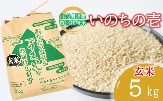 【ふるさと納税】 【金賞受賞農家】 令和7年産 特別栽培米 いのちの壱 (玄米) 5kg 『あおきライスファーム』 山形南陽産 米 ご飯 農家直送 山形県 南陽市 [2639]