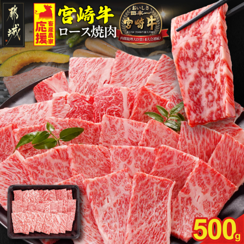 畜産農家応援! 宮崎牛ロース焼肉用 500g_17-N2-013-500g【肉 牛肉 人気 おすすめ 焼き肉 焼肉 BBQ】