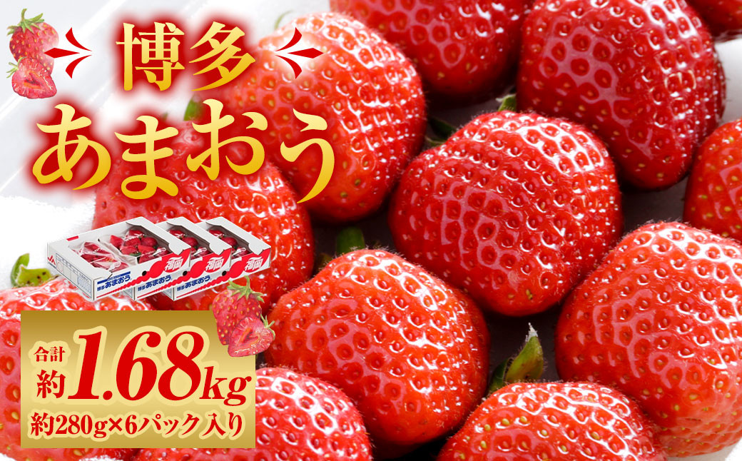 
            福岡県産 博多あまおう 約1.68kg （約280g×6パック入り） 【2026年1月下旬～3月下旬発送予定】 ※北海道・沖縄・離島配送不可
          