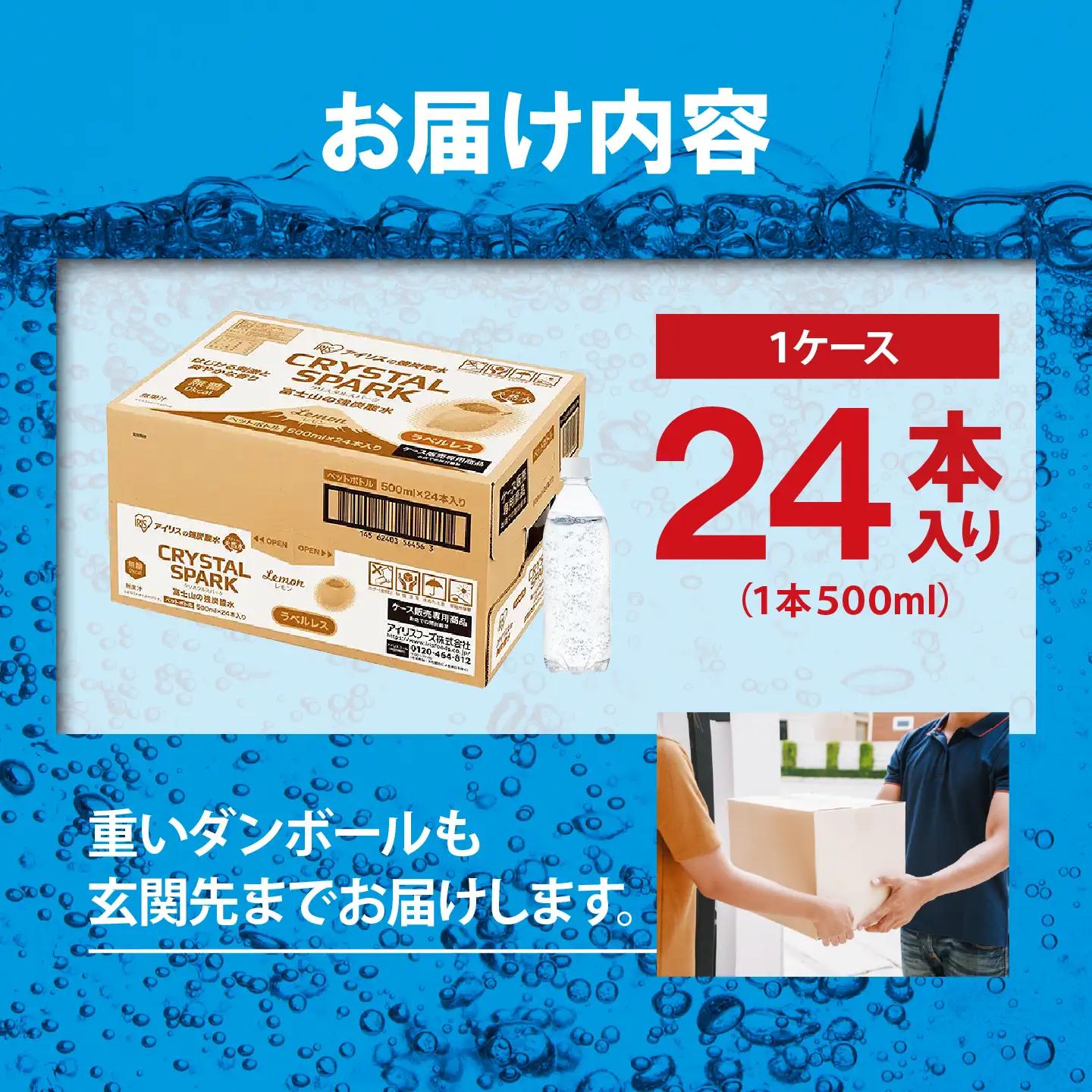 強炭酸水 ラベルレス レモン 3ヶ月定期便 500ml×1箱 24本入 炭酸