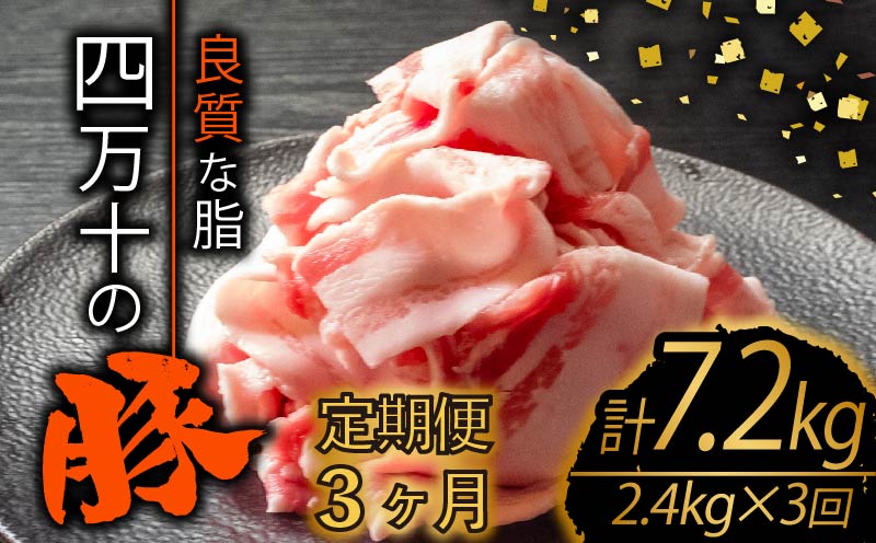 【定期便3回】四万十ポークスライス 計7.2kg（2.4kg×3ヶ月連続お届け) 2Kコース | 豚肉 豚バラ肉 小分け 小間切れ スライス 切り落とし 冷凍 真空パック 簡単調理 細切れ 大容量 肉 高知県 須崎市 TM39000