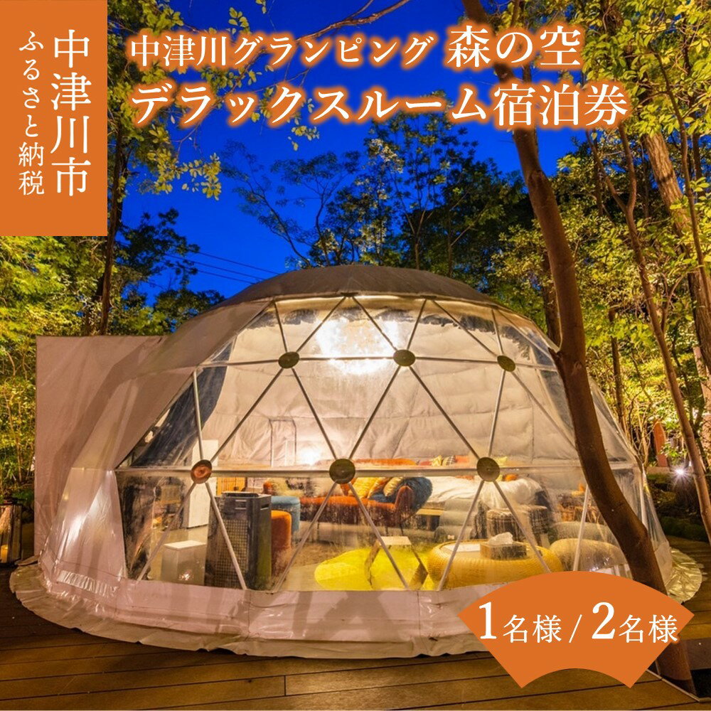 【ふるさと納税】中津川 グランピング 森の空【デラックスルーム】選べる 1名様 / 2名様 宿泊券 6Mドームテント 2階建 ドーム型 テント アウトドア キャンプ バーベキュー BBQ 旅行券 チケット 岐阜県 中津川市 F4N-0474var