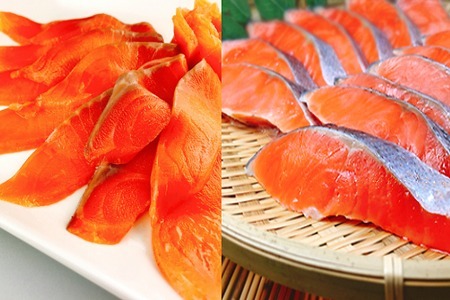 [12月14日決済分まで年内配送]スモークサーモン8～16P(計2kg)＆塩銀鮭切り身1切(約70g)×40P D-09035