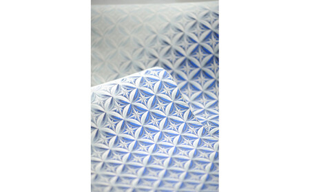 博多織テーブルランナー　切子柄（青）150cm×31cm