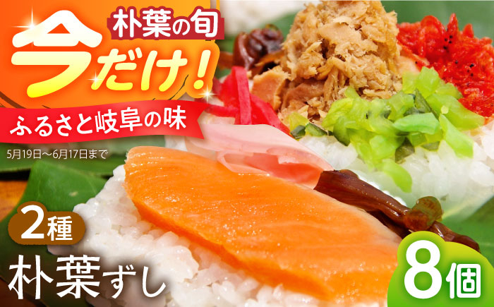 
            ＼5,6月限定／ 朴葉ずし 8個入（鮭×4 シーチキン×4） 美濃白川クオーレの里 / 白川町 / 大正茶屋 朴葉寿司 朴葉 すし [AWAP006]
          