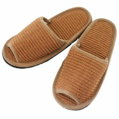 【ふるさと納税】スリッパ　インドコットンMサイズ　ブラウン　つま先滑り止め付き【1676231】