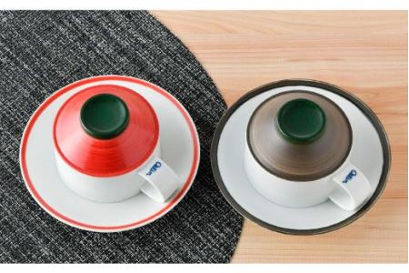 【波佐見焼】多用カップ・ プレート （赤・茶色）ペア 食器 皿 【洸琳窯】 [GE16]  波佐見焼