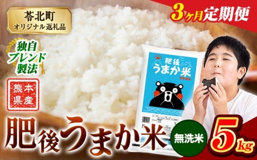 【3か月定期便】米  熊本県産 肥後うまか米 5kg 無洗米 精米 こめ コメ お米 おこめ ブレンド米《申込月の翌月から出荷開始》熊本県産 コメ お米 おこめ