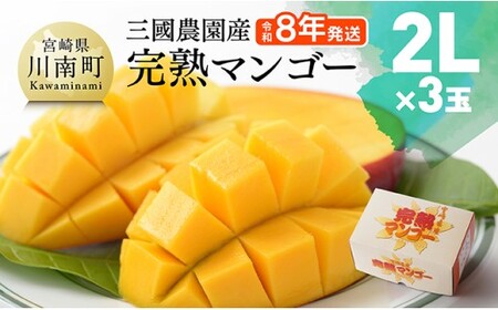 【令和8年発送】宮崎県産完熟マンゴー　三國農園　完熟マンゴー2L×3玉 【 果物 フルーツ マンゴー 宮崎県産 完熟マンゴー みやざきマンゴー 】