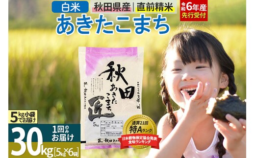 
										
										【白米】＜令和6年産 予約＞ 秋田県産 あきたこまち 30kg (5kg×6袋) 30キロ お米
									