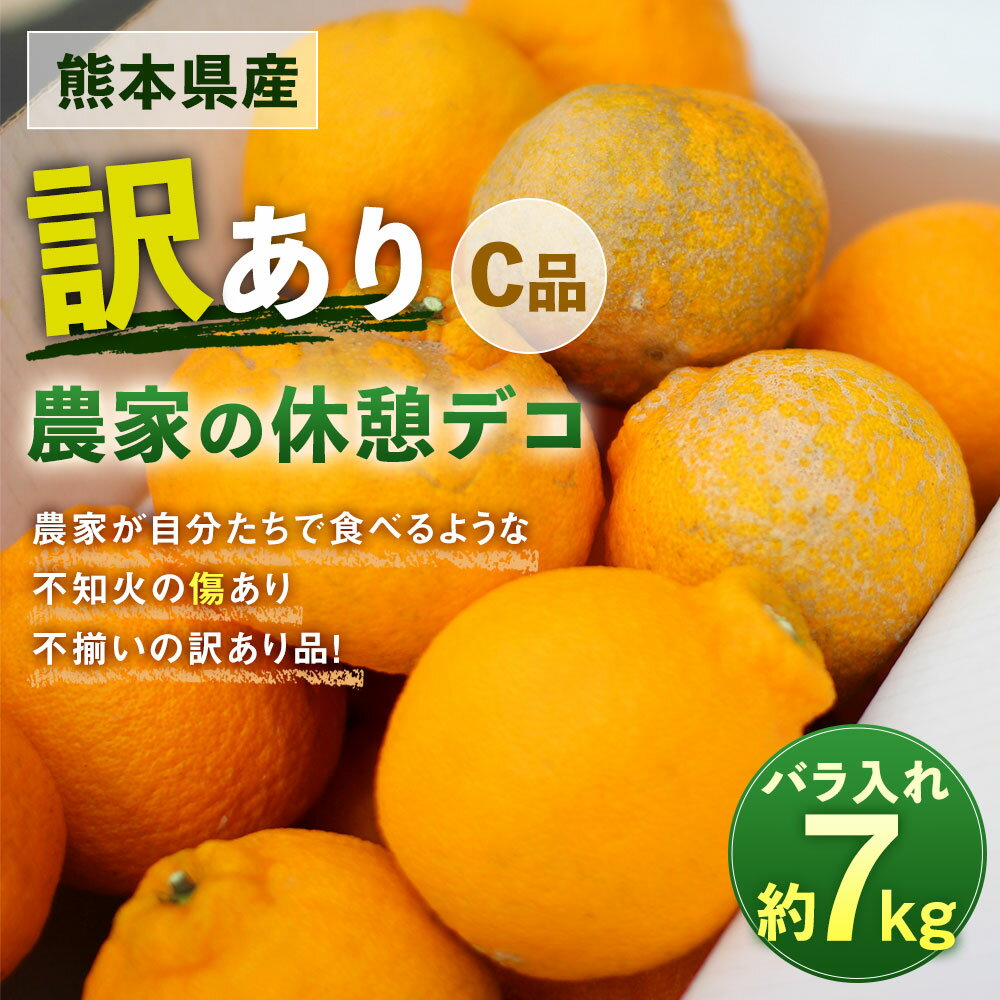 【ふるさと納税】農家の休憩デコ 訳あり C品 約7kg デコポン 不知火 傷あり サイズ混合 段ボール箱 ご家庭用 九州産 熊本県産 果物 みかん 柑橘 送料無料【2026年2月下旬-6月下旬発送】