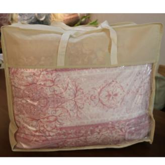 【緊急支援品・訳あり】ダブル羽毛布団(ダウン85%・充填量1.4kg・ピンク・ベージュ系)