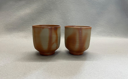 備前緋だすき 湯呑 2個 木箱入り[ 備前焼 緋襷 ] 湯のみ 工芸品 ペア 和 日本茶 プレゼント 自宅用