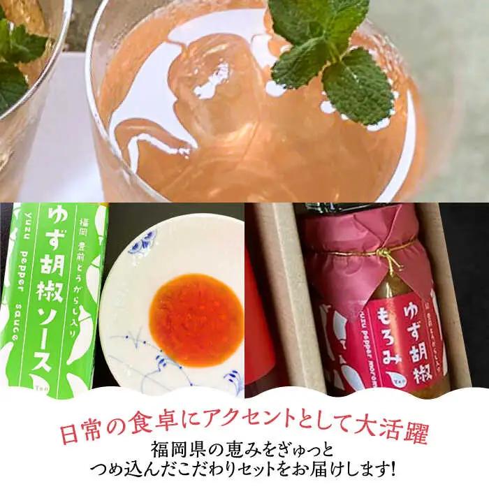 【全12回定期便】＜いちご美人＞ 飲む酢 & ゆず胡椒 ソース / もろみ セット [VBW031]地産 福岡 万能 調味料 酢