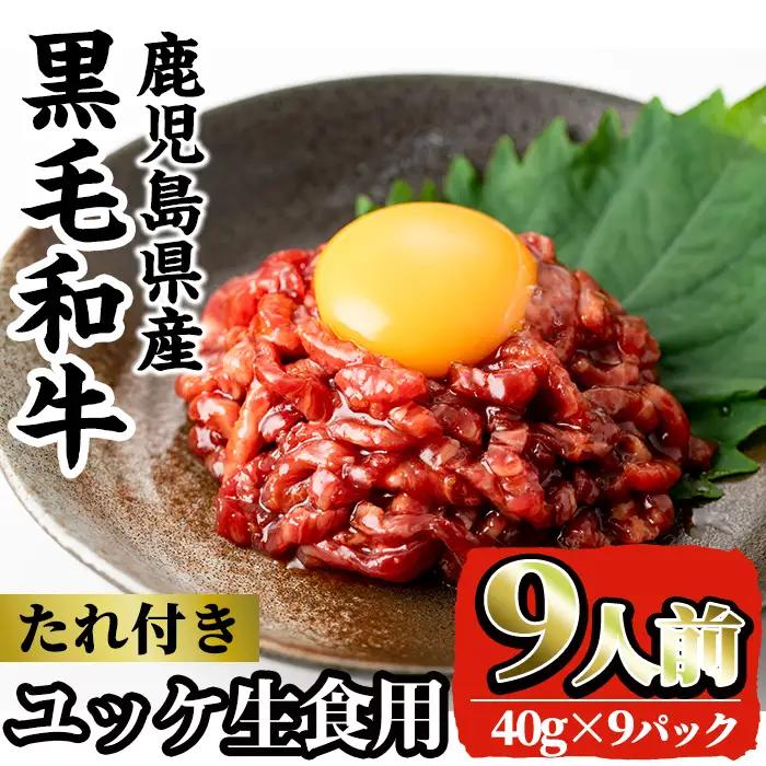 鹿児島県産 黒毛和牛 ユッケ 9人前 40g×9P 計360g 【株式会社LRプラスK】 i1211-A