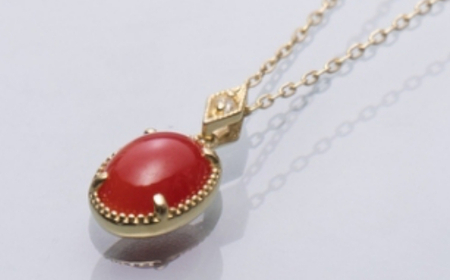 赤珊瑚 オーバルペンダント 珊瑚