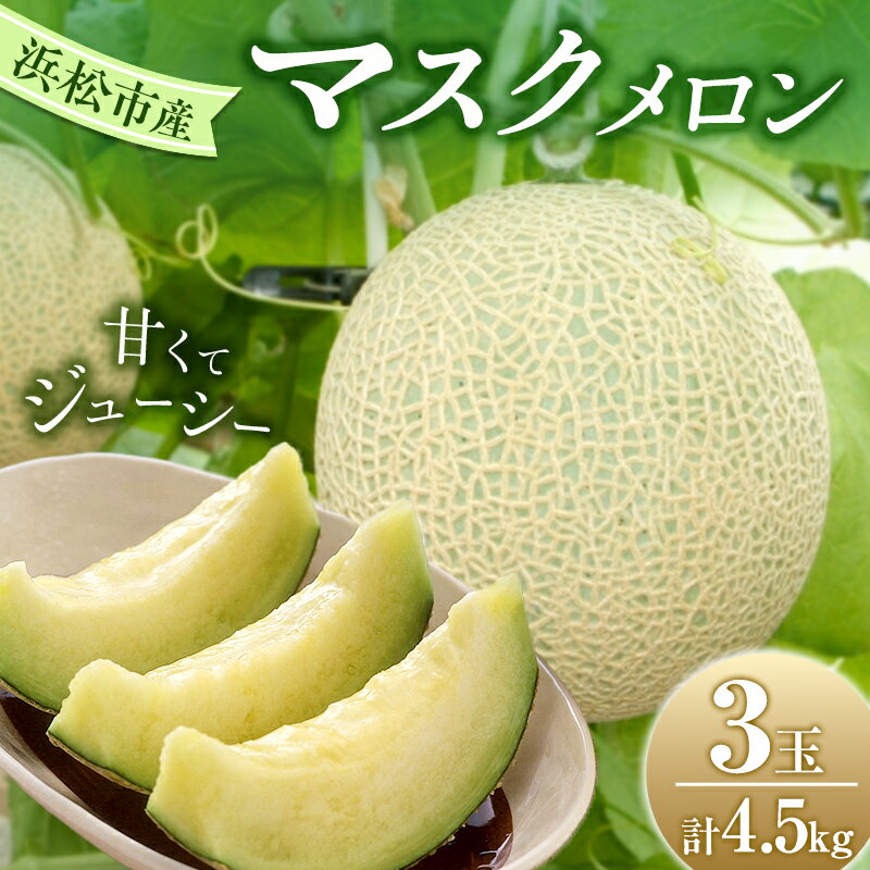 【ふるさと納税】【2027年7月上旬より順次発送】静岡県浜松市産マスクメロン1.5kg×3個　お届け：2027年7月初旬～2027年8月中旬