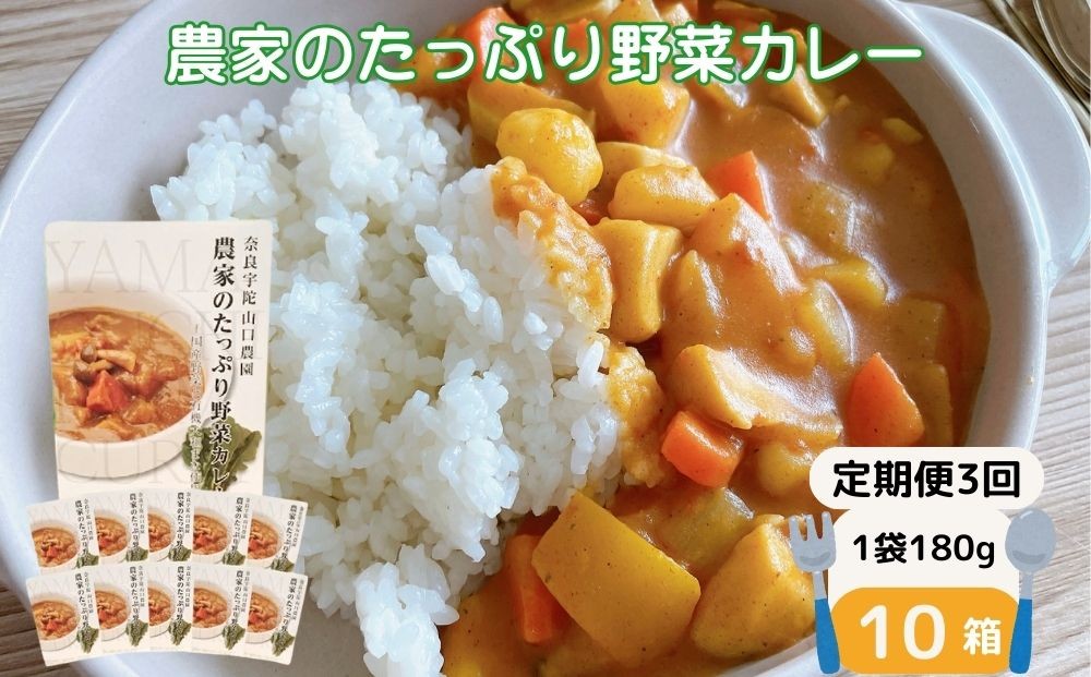 
                  定期便 ３ヶ月 農家のたっぷり野菜カレー １０個 月１回 ／ 山口農園 有機野菜 オーガニック 伝統野菜 レトルト 詰め合わせ ギフト カレーセット スパイス 飯 キャンプお取り寄せ 奈良県 宇陀市 送料無料 おかず ご当地 簡単 お歳暮 暑中見舞い 時短 保存食 ふるさと納税
                