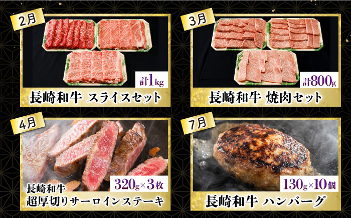 【8回定期便】長崎和牛満喫コース　総量7.4kg 大村市 おおむら夢ファームシュシュ [ACAA103]