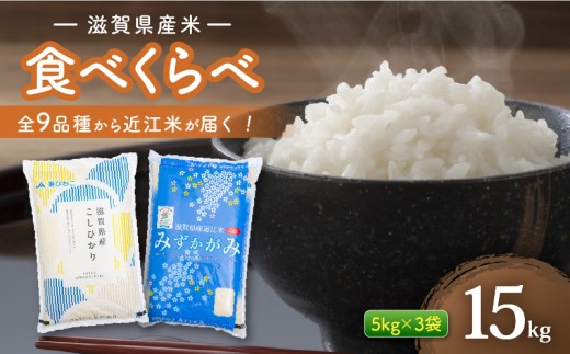 近江米 食べ比べセット 15kg ( 5kg ×3袋) 白米 令和7年産 食べ比べ 食べくらべ お米 ご飯 精米 米 こめ 国産 滋賀県 近江米 近江  訳あり ごはん 簡易包装 滋賀 彦根
