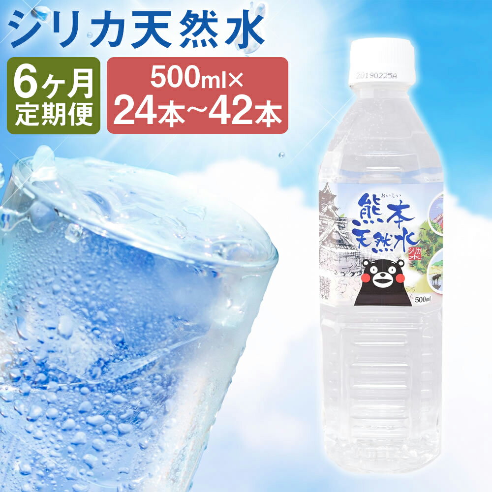 【ふるさと納税】【6ヶ月定期便】シリカ天然水 500ml 24本/42本 選べる本数 シリカ水 飲料水 ミネラルウォーター 水 軟水 鉱水 ペットボトル 熊本県 送料無料《お申込みの翌月から出荷》