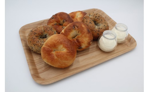 北海道産小麦使用！もっちり食感ベーグル 3種×2個 & ふわふわホイップバター 50g×2個セット 天然酵母_Y095-0011	