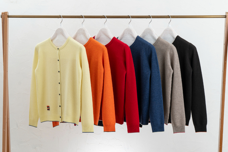 カシミヤ ラウンドネックカーディガン カシミヤ カシミヤ (キャロット )女性用サイズ:LL(42)≪白田のカシミヤ≫ 