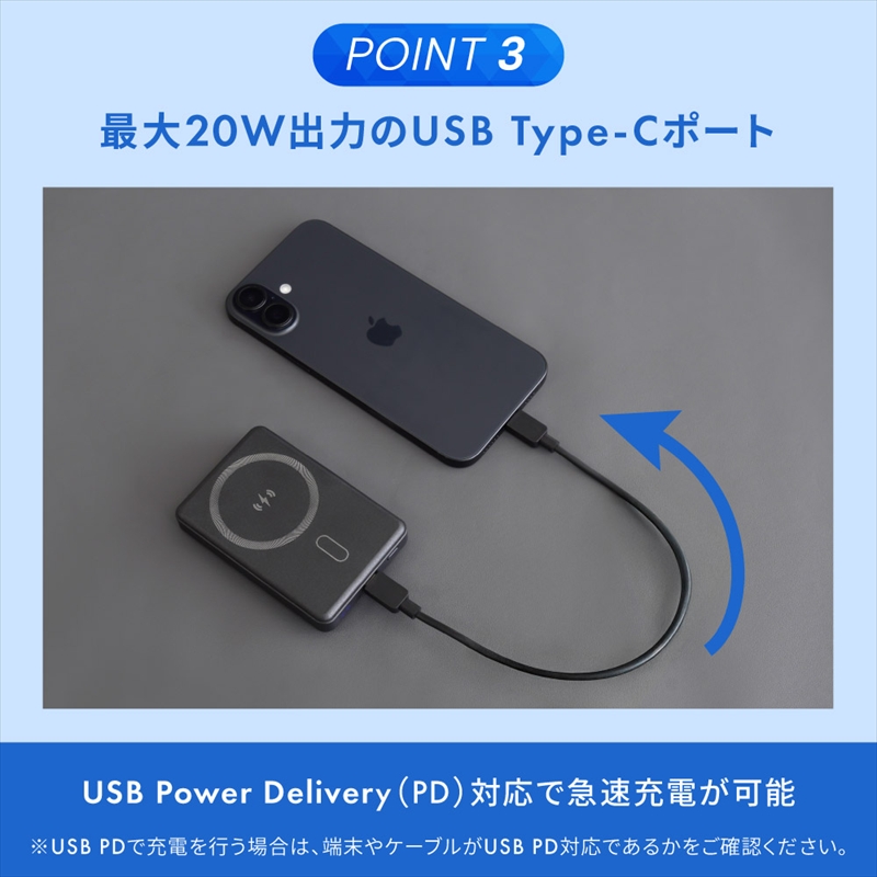Owltech(オウルテック) 準固体電池採用 スマホリング搭載 5000mAh 最大PD20W対応 USB Type-C入出力 マグネット式ワイヤレス充電対応 モバイルバッテリー OWL-LPB50