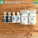 【ふるさと納税】北のささ塩セットa（100g×2袋、卓上×2個、黒コショウ入り×2個）　【 調味料 ミネラル 豊富 熊笹 うまみ 風味 ほんのり 甘さ お料理 まろやか 防腐剤 着色料 添加物 不使用 焼き魚 天ぷら 】