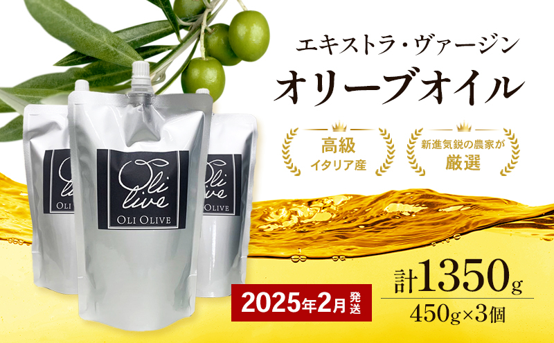 
            【受賞農家が選出】 高級イタリア産 エキストラ・ヴァージン・オリーブオイル 450g×3個【2025年2月より順次発送】
          