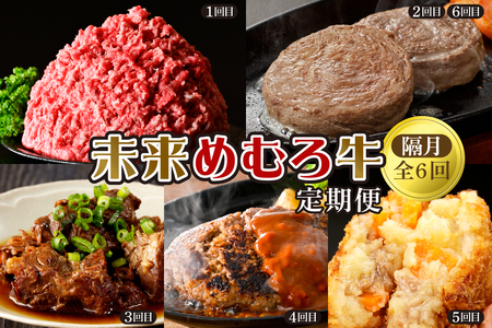 【隔月6回コース定期便】未来めむろ牛定期便 牛肉 ビーフ ひき肉 挽肉 ステーキ 煮込み 牛すじ煮込み  ハンバーグ コロッケ北海道 芽室町 me000-030-k6c