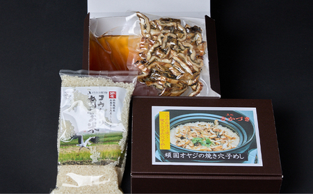 頑固オヤジのこだわり焼き穴子の穴子飯 3～4人前 魚貝類 加工食品 香ばしい 焼きあなご アナゴ あなご 昆布 鰹節 出し汁 お米 特別栽培米 コシヒカリ AAA コウノトリが育むお米 