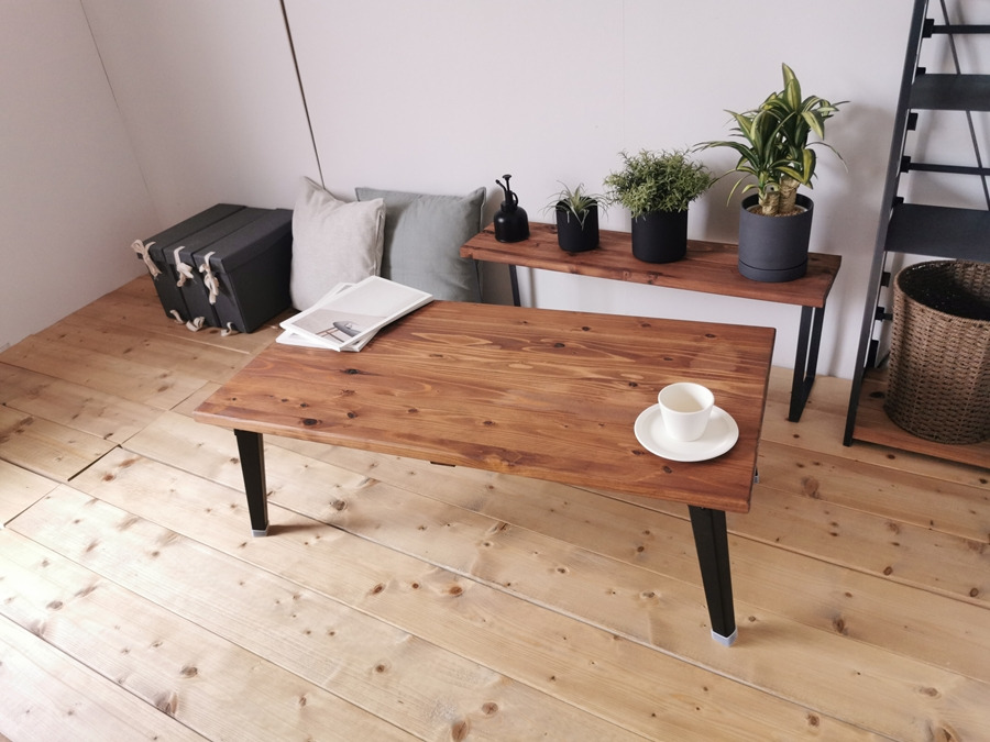 無垢材 折りたたみ ローテーブル 圧着タイプ 900×450｜新星金属製作所 大阪府 守口市 テーブル 折りたたみ ローテーブル リビング 子供 子供部屋 おしゃれ 家族 [2479]