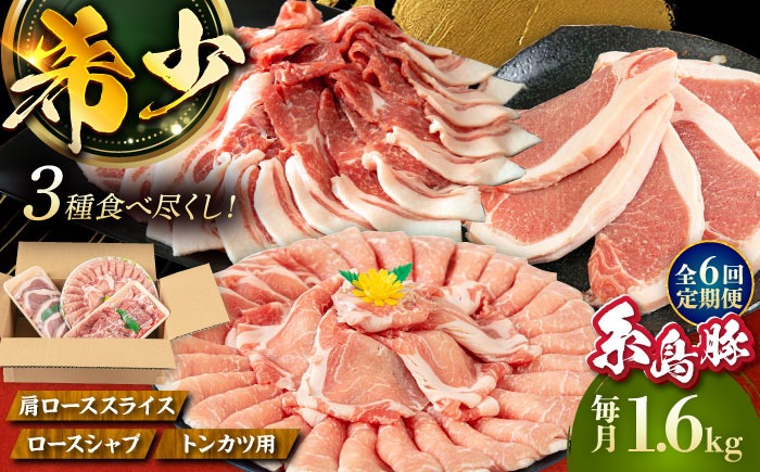【全6回定期便】糸島豚 バラエティ セット(とんかつ、肩ロース、しゃぶしゃぶ) 1.6kg 糸島市 / トラヤミートセンター 豚肉 セット 大容量[AJD022]
