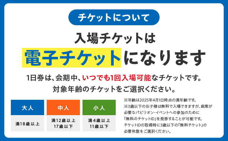 【1日券】2025年日本国際博覧会 大阪・関西万博 入場チケット 1日券（小人1名分） 099V062