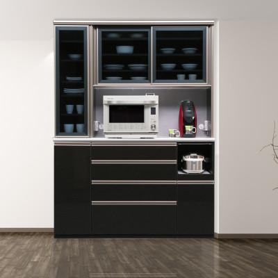 ふるさと納税 大川市 レガシー 幅150cm キッチンボード食器棚&amp;レンジボード ホワイト ブラック