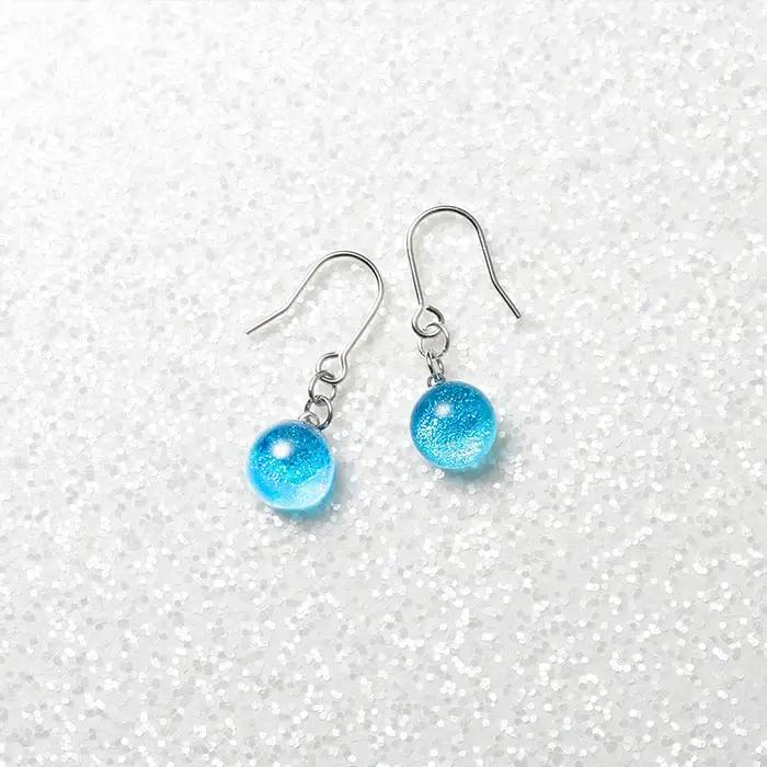ジュエリー ピアス アクセサリー 湖水 ガラス細工 ハンドメイド 手作り 北海道 弟子屈町 2467