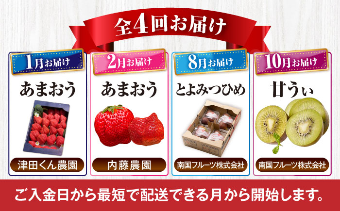 フルーツ定期便 6万円コース(あまおう2種＆いちじく＆キウイ) 《豊前市》【豊前市定期便】 [VZZ017]