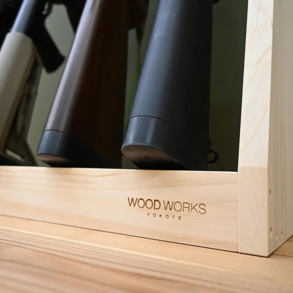 WOOD WORKS ガンラック ライフルスタンド 3丁掛【本体:ミリタリーグリーン】完成品