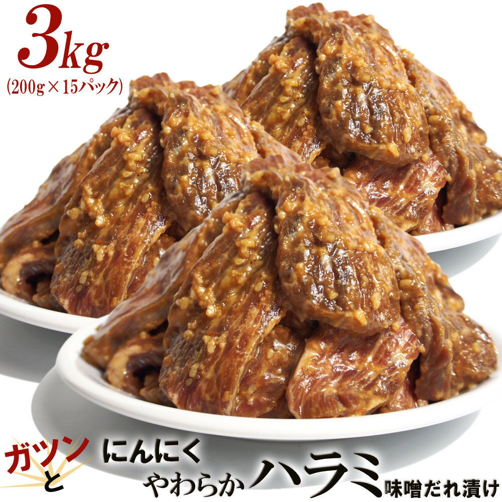 【ふるさと納税】ガツンとにんにくやわらかハラミ味噌だれ漬け3kg（200g×15） | 肉 お肉 にく 食品 ギフト