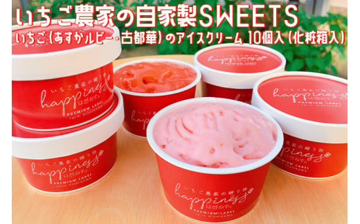 いちご農家の自家製SWEETS いちご（あすかルビー・古都華）のアイスクリーム 10個入（化粧箱入）〇