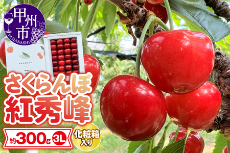 甲州市産大粒さくらんぼ童夢の「紅秀峰」化粧箱（約300g 3Lサイズ）【2024年発送】（DOM）B15-185