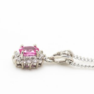 ピンクサファイア ペンダント 0.4ct 0.4カラット K10 10金 ホワイトゴールド  （13403） [山梨 ペンダント ネックレス サファイア サファイヤ ピンクサファイア ホワイトゴールド