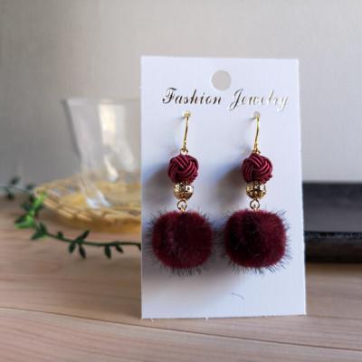 ふるさと納税 京丹後市 *ワインレッド×ボルドー*水引ピアス/玉結びとフェイクファーのピアス |  | 03