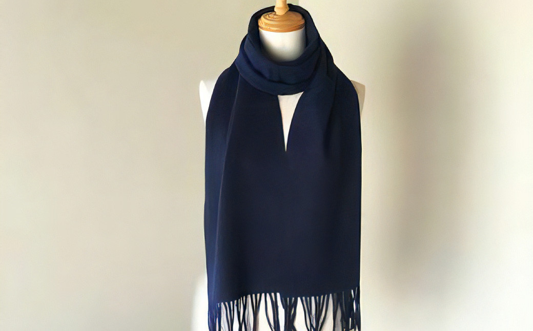 Made in Japan カシミヤ100% マフラー ネイビー RF509