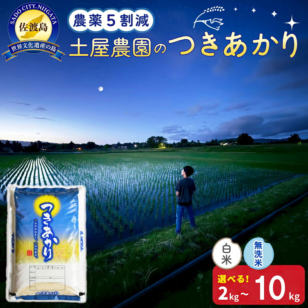 【ふるさと納税】米 つきあかり 2kg 4kg 5kg 10kg 選べる 令和8年産 白米 無洗米 農薬5割減 佐渡島産 土屋農園 大粒 あっさり ごはん 新潟県 佐渡市