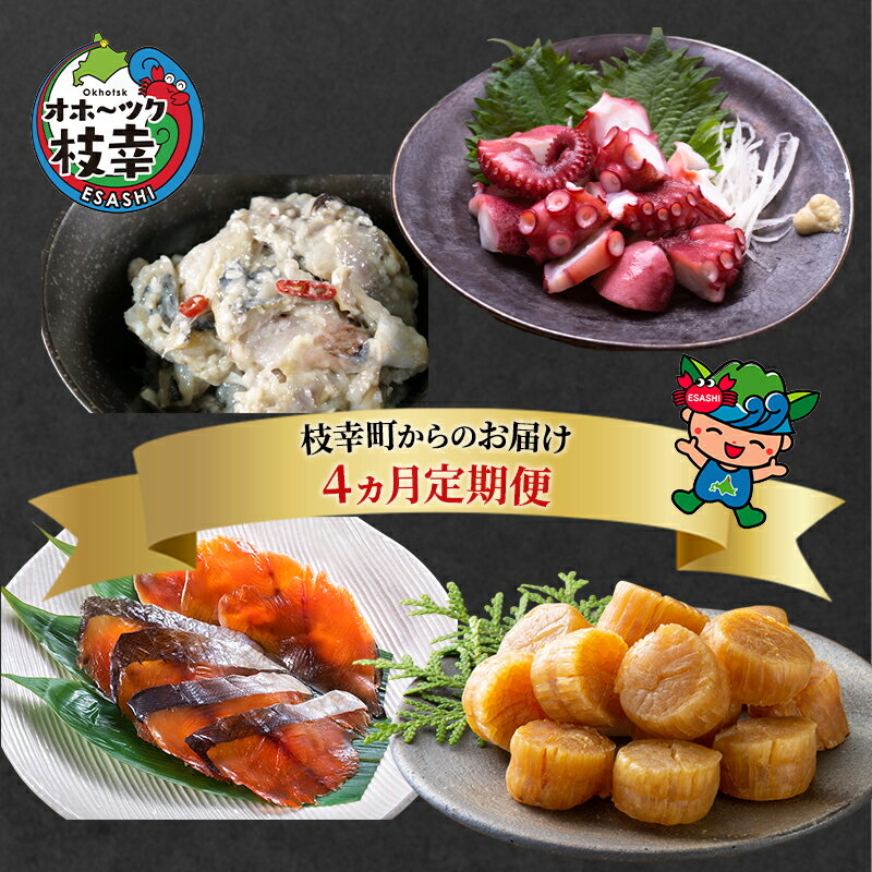 【ふるさと納税】～北海道枝幸町からのお届け おつまみにどうぞ！ 定期便4～【 ホタテ 貝柱 サクラマス トバ にしん 味付 たこ】